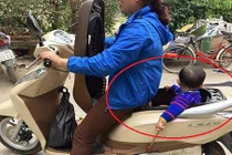 Muôn kiểu chở con "nổi da gà" của bố mẹ Việt