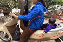 Muôn kiểu chở con "nổi da gà" của bố mẹ Việt