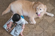 Bộ ảnh "em bé thiên thần" đáng yêu bên cạnh cún cưng