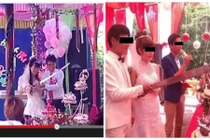 Đám cưới Việt dùng dao phay, kiếm... “chặt” bánh gây sốt