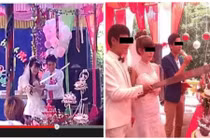 Đám cưới Việt dùng dao phay, kiếm... “chặt” bánh gây sốt