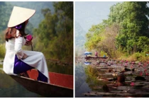 Phượt chùa Hương “săn” hoa súng nở hồng rực trên suối Yến