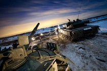 Đẹp mê hồn cảnh xe tăng T-80U tác chiến ban đêm