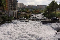 Kinh hãi cảnh hồ bẩn nhất Ấn Độ sủi bọt như tuyết