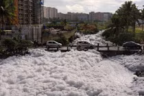 Kinh hãi cảnh hồ bẩn nhất Ấn Độ sủi bọt như tuyết