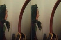 Video cụ bà tự cãi nhau với mình trong gương