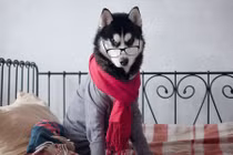 Ngộ nghĩnh ảnh cún cưng mặc quần áo như người 