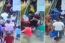Khách hàng ngã như Domino vì thang cuốn đổi chiều