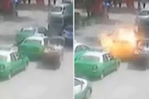 Bình ga trên ô tô phát nổ, 3 người trọng thương