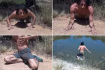 Chàng trai liều mình nằm lên tổ kiến khổng lồ