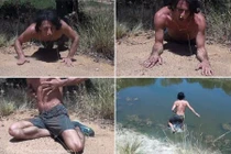 Chàng trai liều mình nằm lên tổ kiến khổng lồ