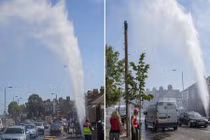 Ống nước vỡ phun cao 15m như giếng trời