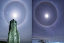 Ngước nhìn vầng hào quang của Mặt trăng hiếm thấy ở Anh 