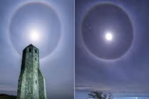 Ngước nhìn vầng hào quang của Mặt trăng hiếm thấy ở Anh 