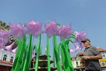 Tháo dỡ đài hoa lạ gây tranh cãi ở Hà Nội