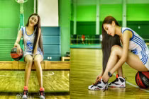 Nữ giảng viên xinh đẹp khoe chân dài trong sân bóng rổ