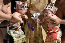 Ngộ nghĩnh cuộc đấu sumo khóc của võ sĩ nhí ở Nhật