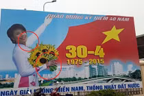 Pano mừng 30/4 ở HN cắt ghép cẩu thả gây bức xúc 