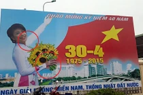 Pano mừng 30/4 ở HN cắt ghép cẩu thả gây bức xúc 