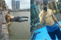 Body cực chuẩn của chàng trai đu mình trên cầu Long Biên 