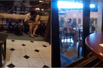 Cặp đôi bồng bế nhau trong quán cafe gây nóng mặt