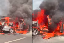 Video: Ô tô bốc cháy trên cao tốc Pháp Vân - Cầu Giẽ