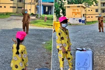 Thương bé gái mồ côi bịn rịn chia tay ông ở cổng bệnh viện dã chiến