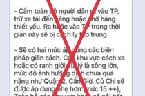 Thực hư thông tin lan truyền "lock TP HCM trong 10-15 ngày"