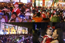 Biển người ra đường đón Giáng sinh ở Hà Nội-TPHCM