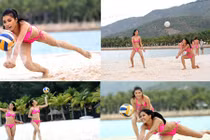 Ngắm thí sinh Hoa hậu Hoàn vũ VN diện bikini chơi bóng chuyền