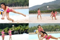 Ngắm thí sinh Hoa hậu Hoàn vũ VN diện bikini chơi bóng chuyền