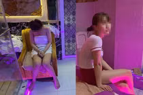 Các nữ nhân viên trong tình trạng thiếu vải, hở hang.