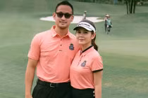 Thời trang sân golf tinh tế của MC Thu Hoài và chồng sắp cưới