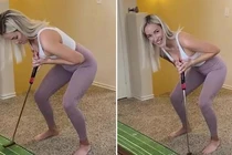 Mỹ nhân dùng ngực “khủng” đánh golf gây choáng