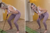 Mỹ nhân dùng ngực “khủng” đánh golf gây choáng