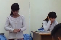 Cô giáo xinh đẹp ngượng ngùng khi được sinh viên hát tặng