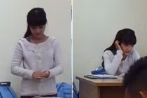 Cô giáo xinh đẹp ngượng ngùng khi được sinh viên hát tặng