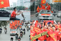 CĐV mang cả xe đạp đi diễu hành cổ vũ cho ĐTVN