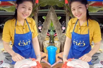 Cô gái bán thịt xinh đẹp hút sự tò mò của dân mạng