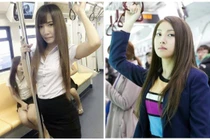 Chộp nhan sắc nữ sinh châu Á nơi công cộng