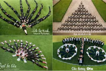 Học sinh, sinh viên rủ nhau xếp hình khoe ảnh độc