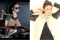 Nhan sắc hotgirl đeo kính đen đánh trống điêu luyện