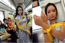 Dàn gái xinh tự “mua dây buộc mình” trên tàu điện TQ