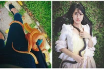9X xinh đẹp cưng nựng thằn lằn, rắn rết như con
