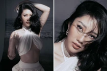 Thúy Ngân khoe eo thon, chân dài