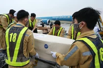Hình ảnh tiếp nhận 39 thi thể người Việt tử vong ở Anh tại sân bay Nội Bài