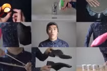 Nam thanh niên chơi nhạc bằng giày và chảo gây tò mò