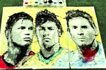 Gái xinh vẽ Ronaldo, Neymar và Messi bằng...bóng cực đỉnh 
