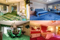 Choáng ngôi nhà nội thất 3 màu xanh lá - da trời - hồng