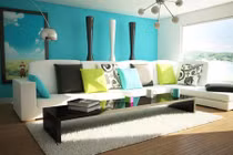 Trang trí nhà mát mắt với nội thất màu xanh da trời